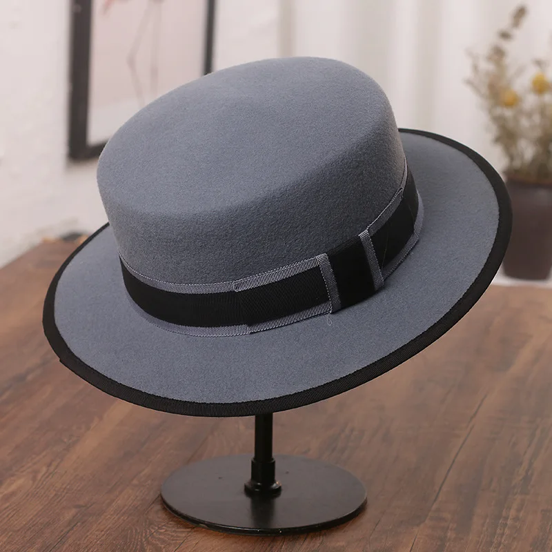 

Женская фетровая шляпа в стиле пэчворк, черная шляпа из 100% шерсти