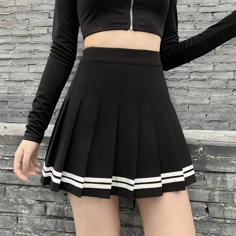 

Женская плиссированная мини-юбка Harajuku JK, черная Готическая мини-юбка составного кроя с высокой талией, модель 2021 в Корейском стиле