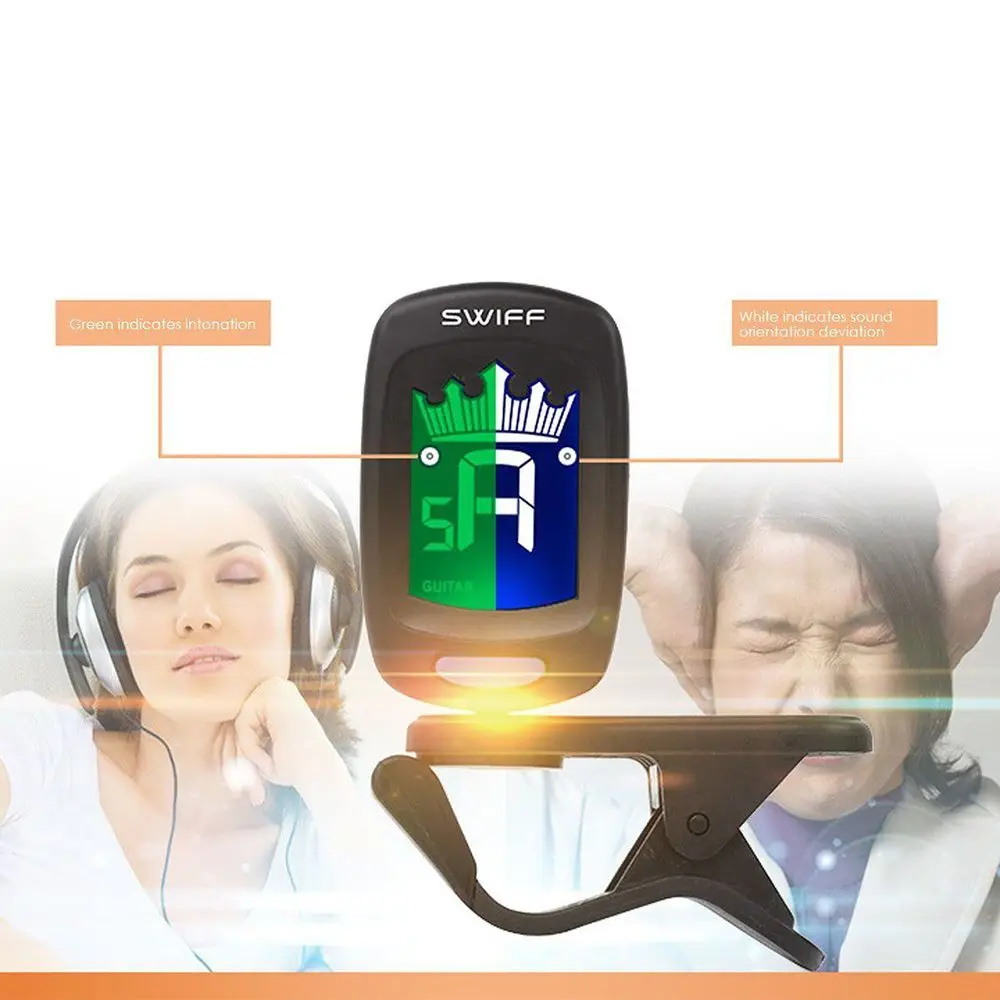 Цифровой клипсовый Электрический тюнер для гитары хроматический бас скрипка