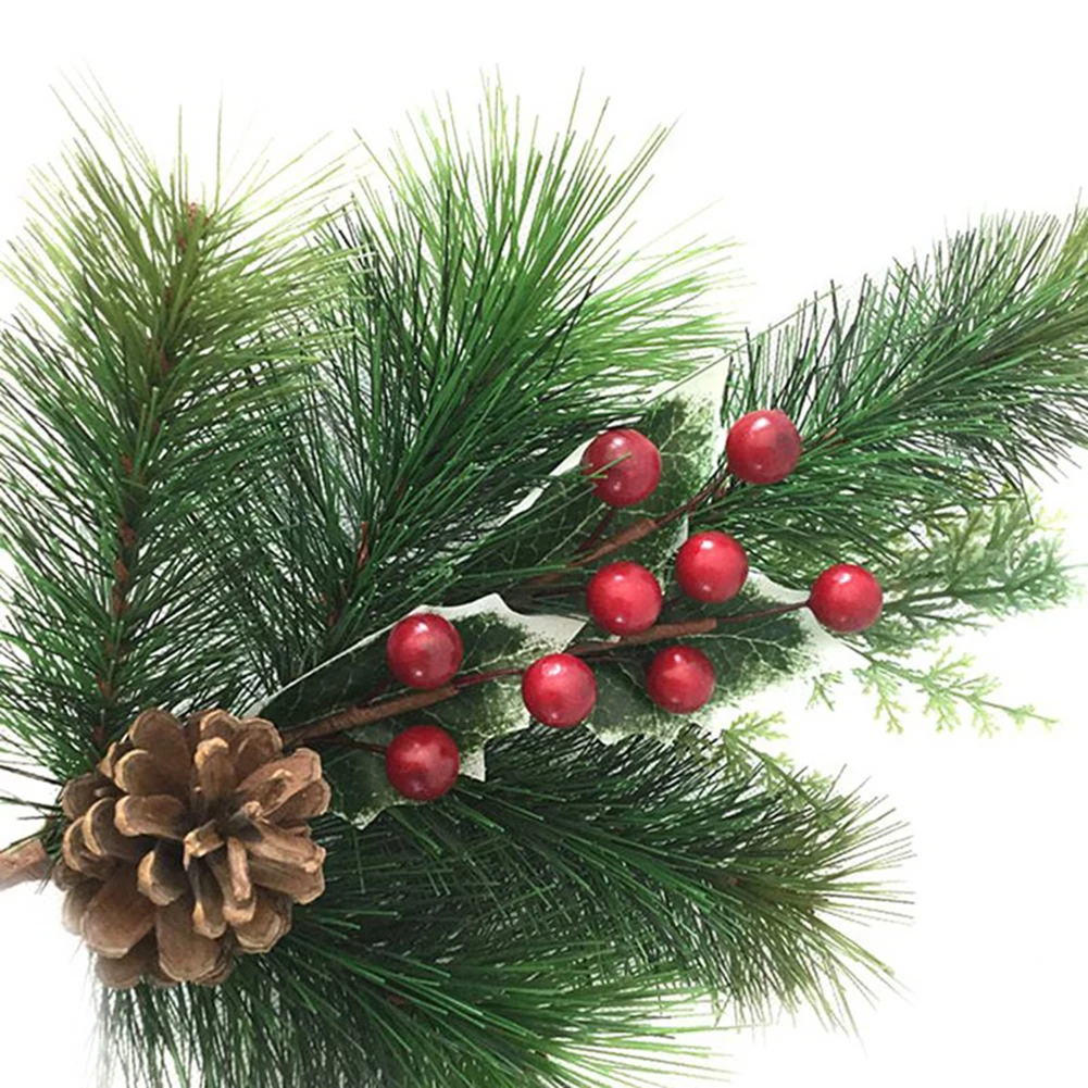Новогодняя имитация ягод короткая ветка праздник сосновая игла башня