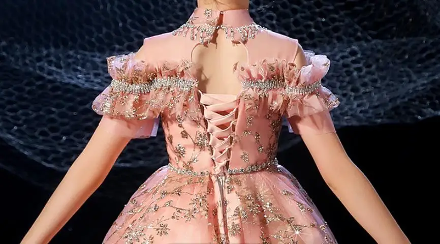 

High-end Sequin Design Children Catwalk Weddings Party Evening Gown Backless Sleeveless Princess Dresses For Girls L707