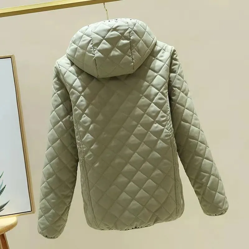 Winter Parker Cotton Clothes Female Solid Color Hooded Zipper Long Sleeve Pocket Thicken Warm Coat Simple Commuter Jacket ZM356