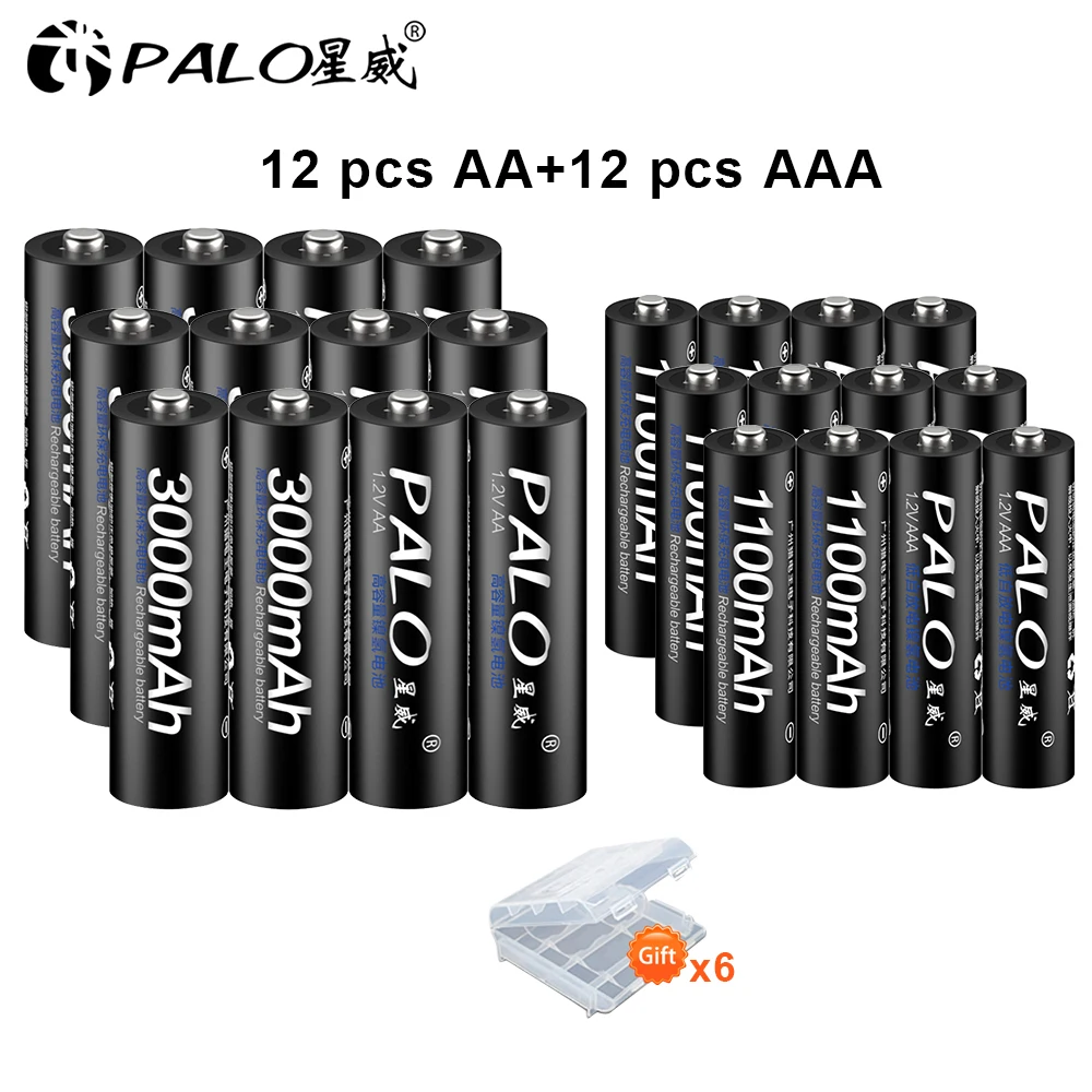 12-12 Новые 8шт AA аккумуляторы 3000мАч 1.2В AA+ Ni-MH AAA аккумулятор 1100mAh аккумуляторы 3А AA аккумулятор для игрушек питания - Цвет: 12-12