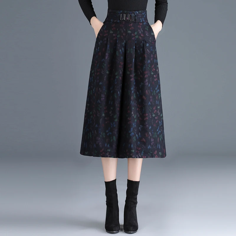 Юбка Женская шерстяная плиссированная до середины икры с завышенной талией и