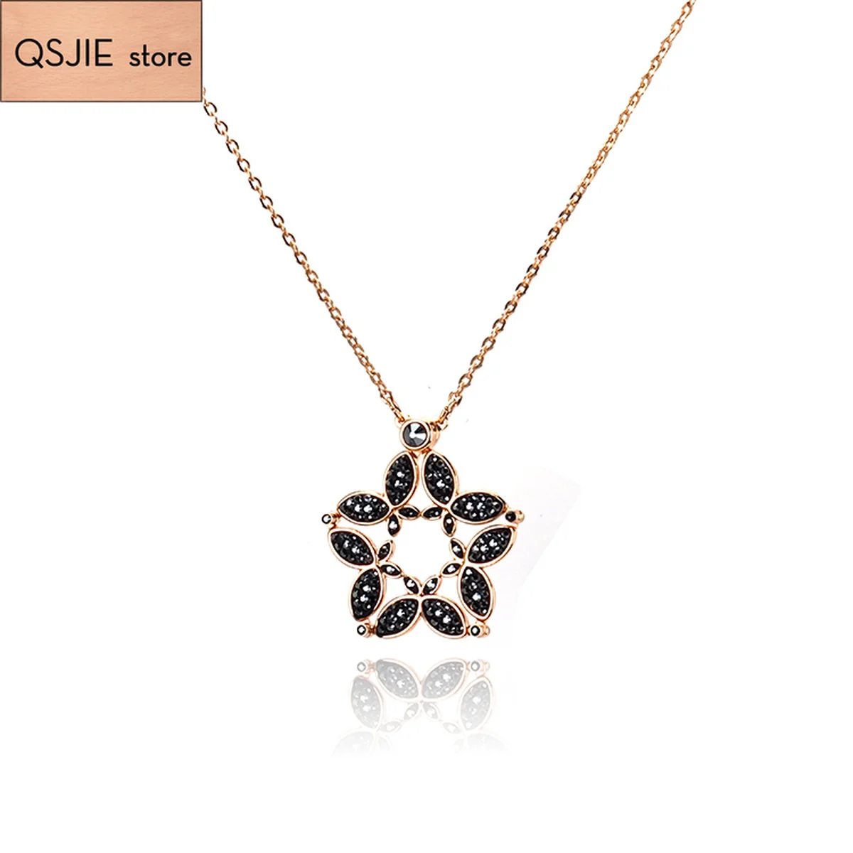 

QSJIE High quality SWA fairy's female original design Star Crystal lady Necklace Charming fashion jewelry