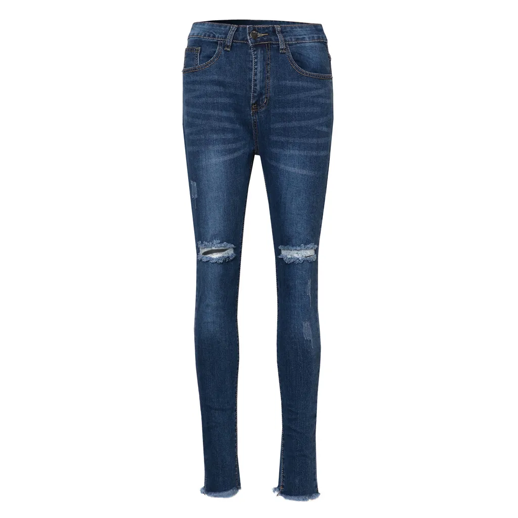 Новинка популярные женские Стрейчевые рваные потертые облегающие джинсы с