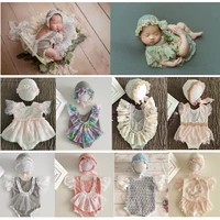 newborn photography clothing lace jumpsuitshat baby girl photo props accessories studio infant shoot outfits princess clothes