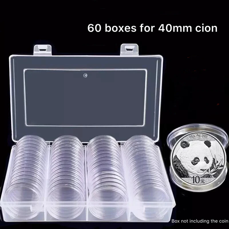 Прозрачный контейнер для хранения монет 60 шт. круглый 40 мм пластиковые витрины