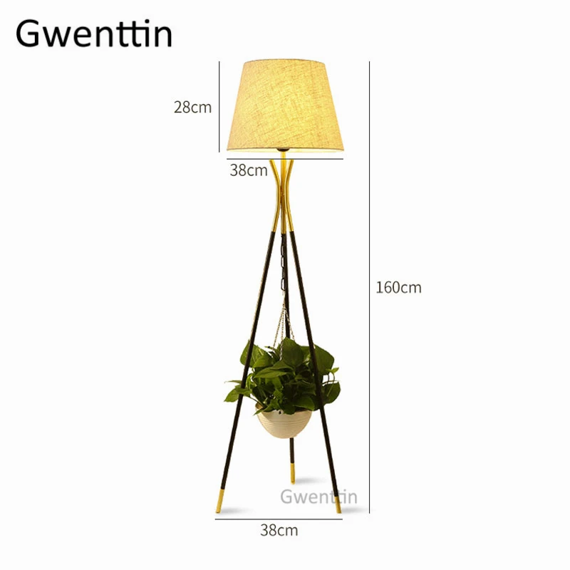 Скандинавский Золотой штатив Современные Напольные лампы Led стоячая лампа ткань