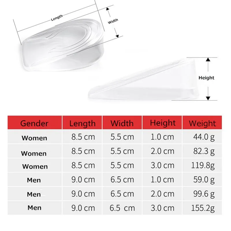 1Pair Unisex Height Increase Half Insoles Silicon Gel Women Men Comfortable Transparent Shoes Pad Cushion Inserts