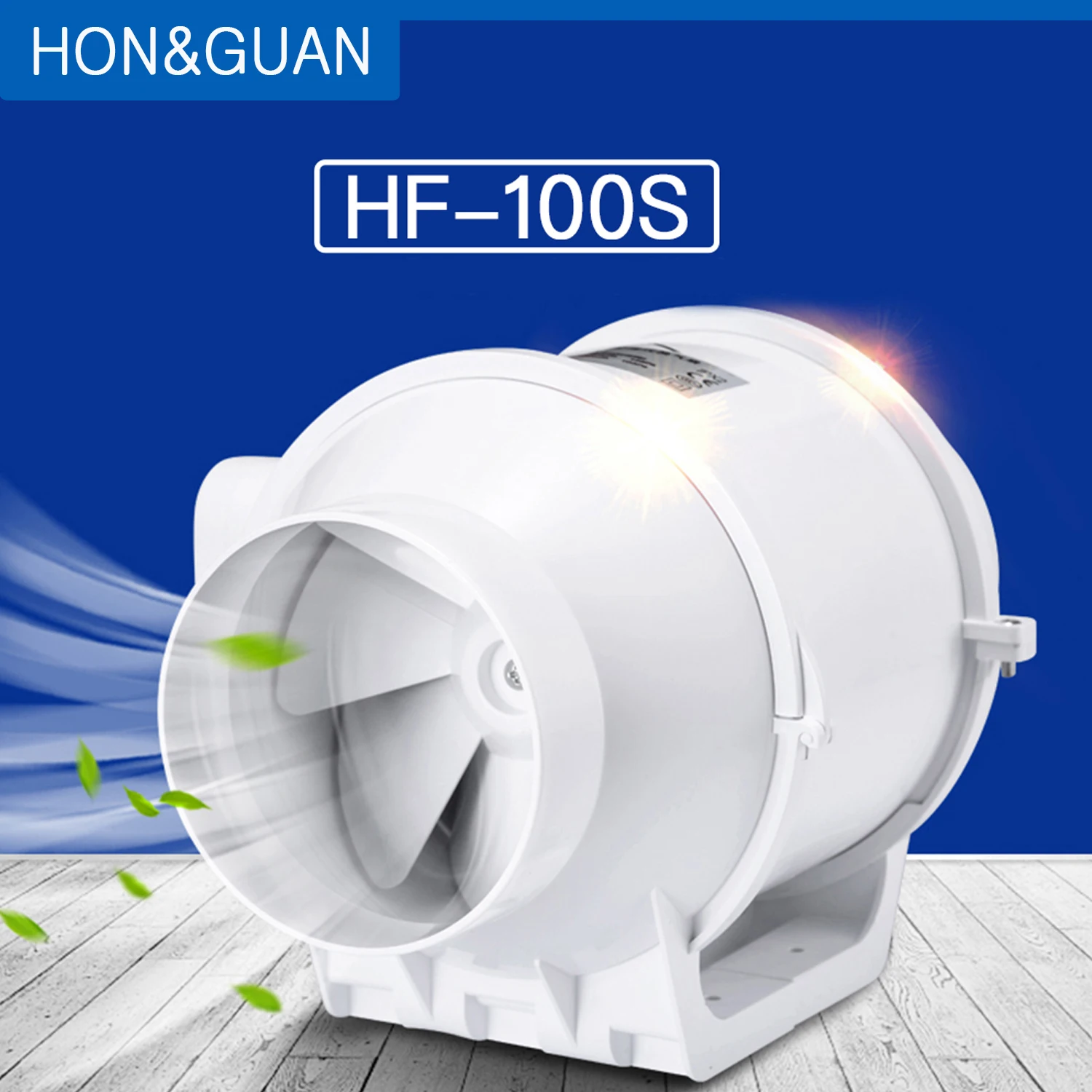 Hon&Guan 4'' Silent Inline Duct Fan Kitchen Hood Ventilation Outlet  Exhaust Ventilator Bathroom Air Extractor Booster HF-100S