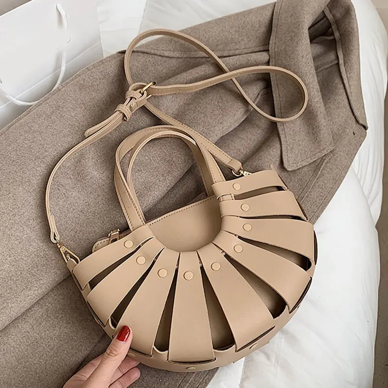 

2021 Summer New Design Saddle Women Shoulder Bags Designer Handbags Luxury Pu Leather Woven Semicircle Crossbody Bag Purses