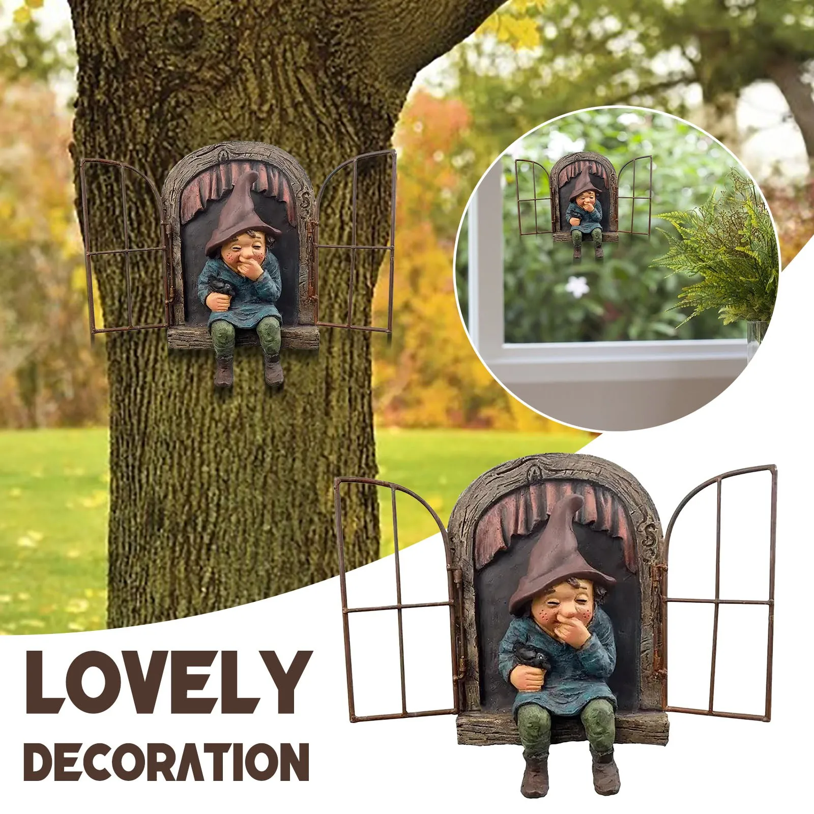 

Resin Naughty Gnome Dwarf Garden Decoration Statue Old Man Bark Ghost Face Fairy Ornament Easter Outdoor Creative Props Crafts