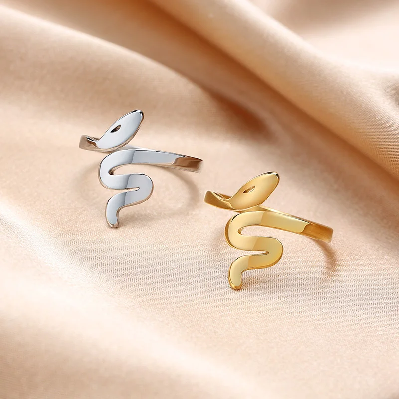 Женское кольцо из нержавеющей стали золотистое вечерние ЦО со змеей|serpent ring|fashion