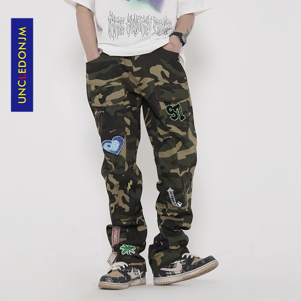 

UNCLEDONJM Multi Pocket camouflage Cargo Pants Safari Style streetwear joggers baggy pants trousers men hip hop men pants UAC35