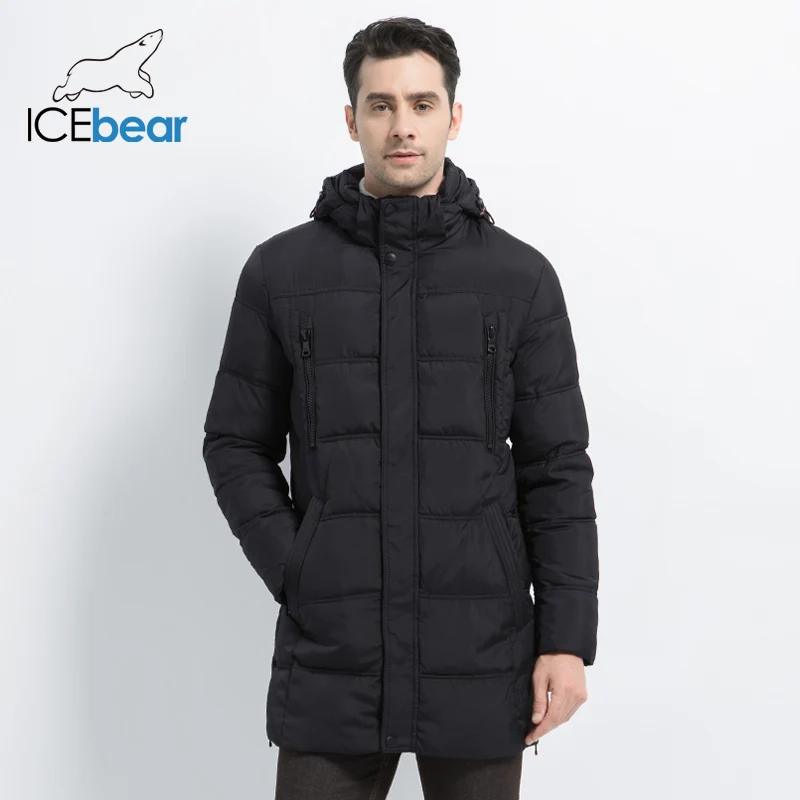 ICEbear 2019 высокое качество теплое мужское толстое пальто средней длины теплая