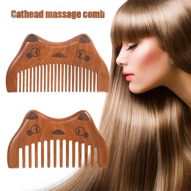 

Портативный Массажный Антистатический гребень Nanmu с милой кошачьей головкой, можно носить с собой, парикмахерские аксессуары, товары для во...