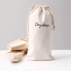 Холщовые хлопковые танцевальные Сумки на шнурке, бежевые сумки для переноски, сумки для танцевальных тапочек для девочек и женщин