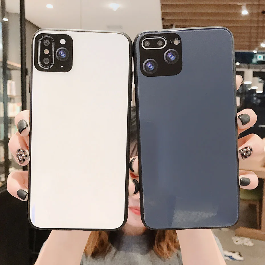 Роскошный чехол для iphone 11 pro max 7 8 plus x xr xs чистый цвет ультратонкий на ощупь 9 h