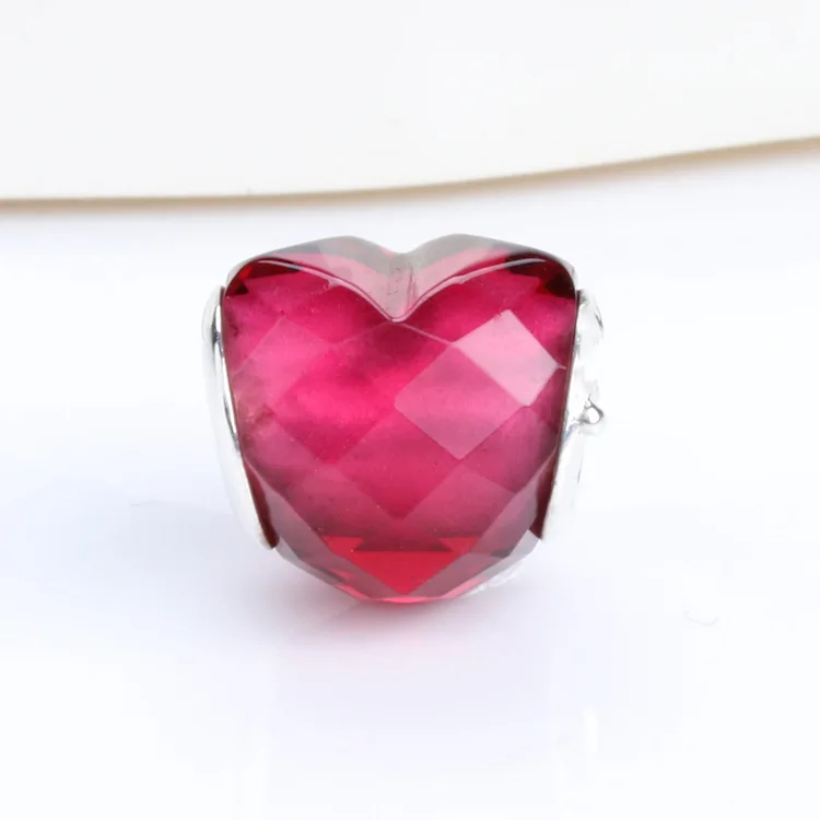 

Lorena Valentine's Day S925 Sterling Silver Heart Shaped Glass Beads Fit Original Bracelet Necklace DIY Jewelry