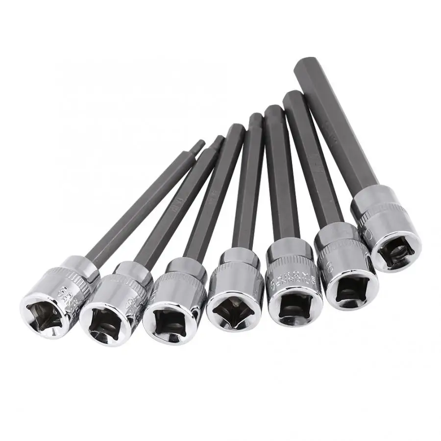 Зарубежные 7 штук удлиненные шестигранный наконечник Комплект 3/4/5/6/7/8/10 мм диск