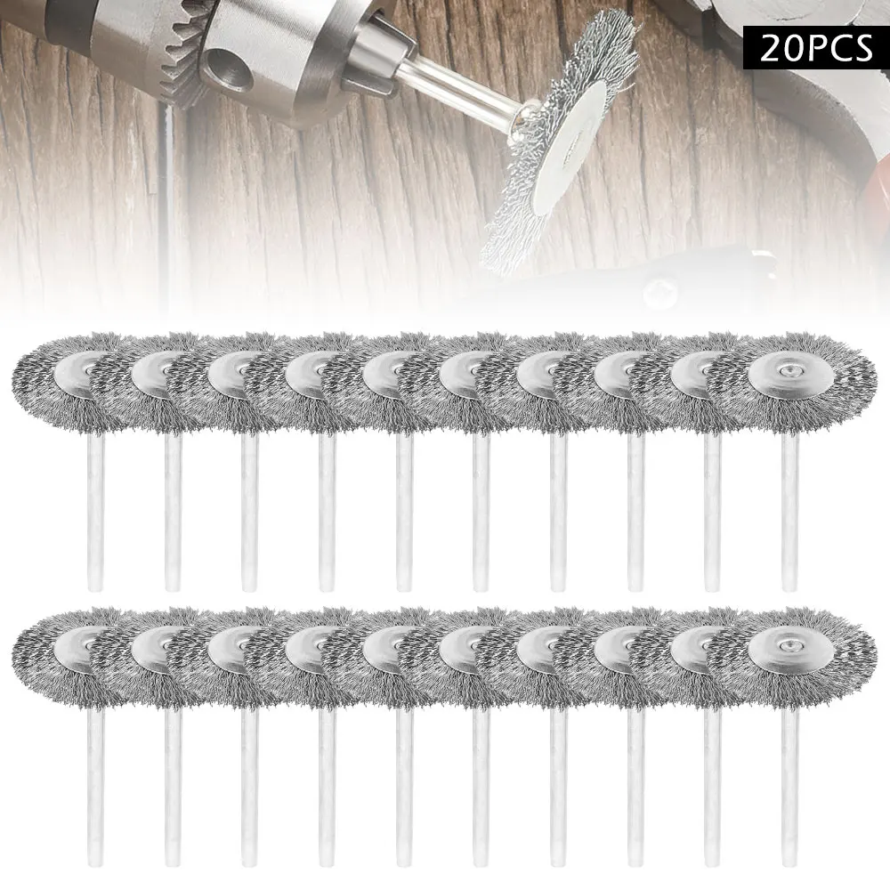 20 шт. стальная проволочная щетка дрель Шлифовальные вращающиеся инструменты Dremel