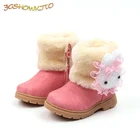 Ботинки для девочек, зимние, теплые, хлопковые, с мультяшным Кроликом, на шнуровке, 2021
