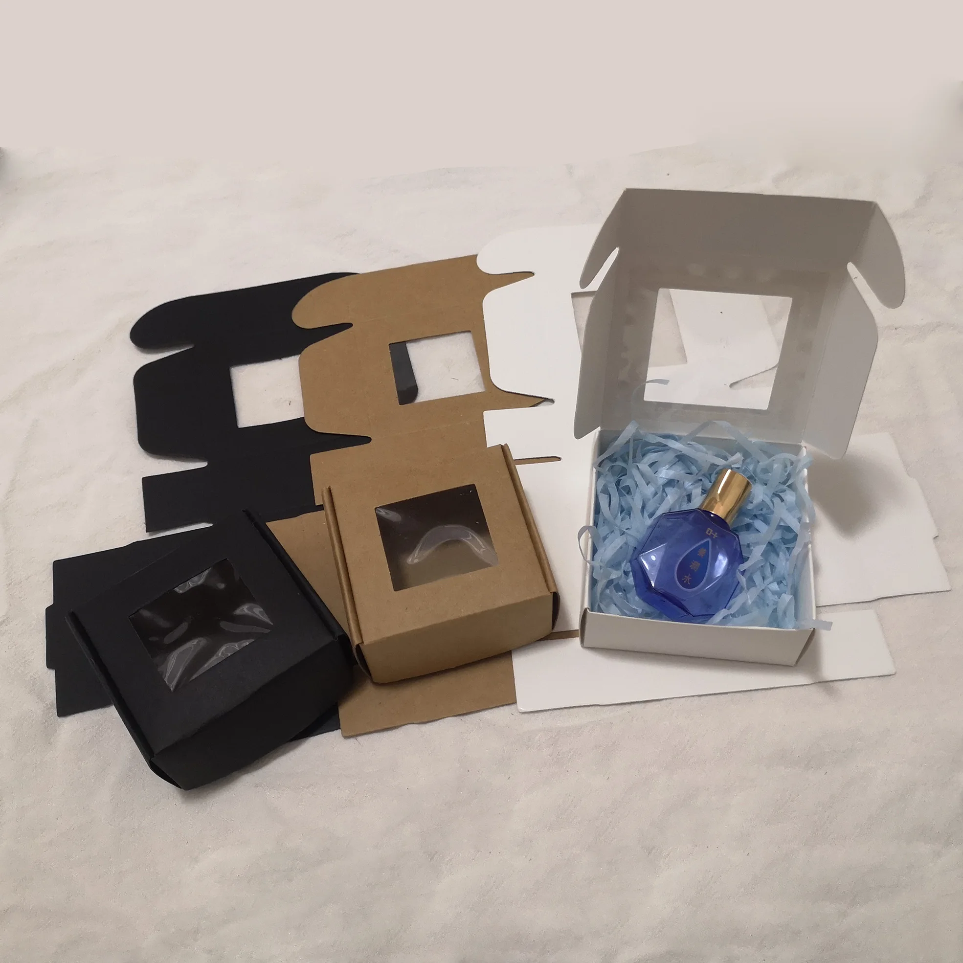 50 шт Чистая крафт-бумага подарочные коробки с окном Черная бумажная доска