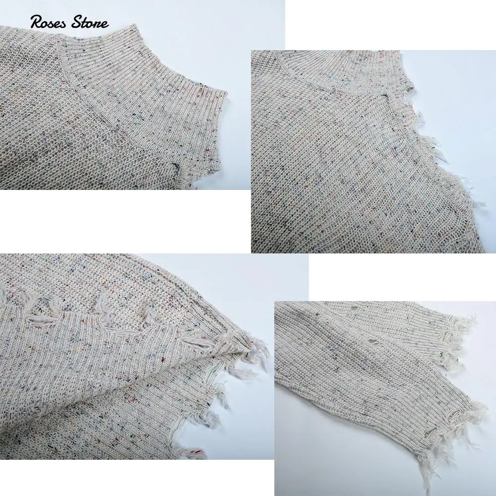 Свитер женский трикотажный с открытыми плечами и воротником-хомутом | Женская