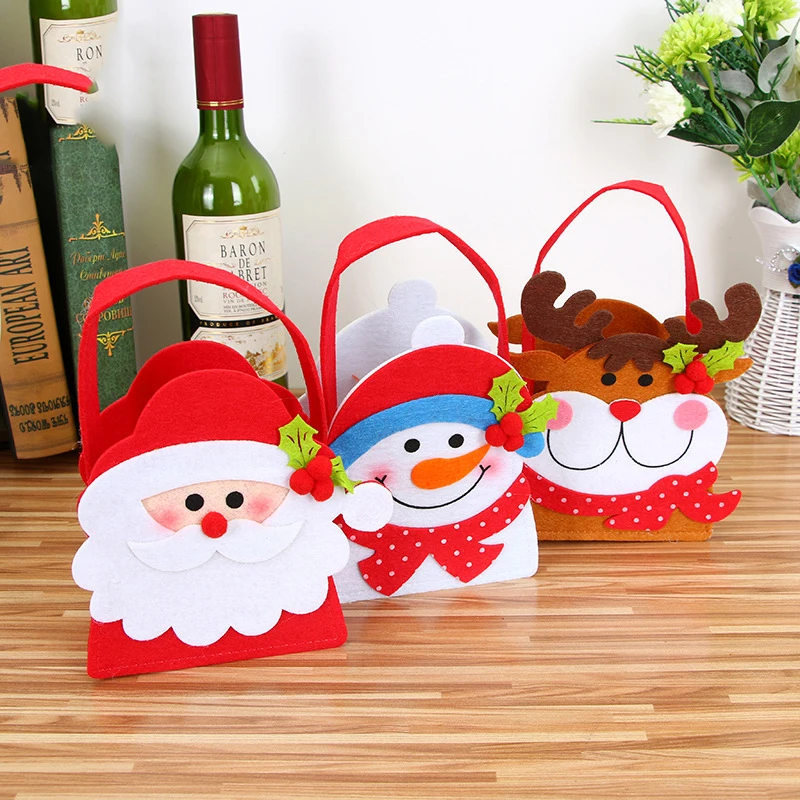 New Merry Christmas Gift Bags Apple Candy Bag Santa Claus Snowman Elk Home Party Furniture Decor To Children Kids 20x13cm | Дом и сад