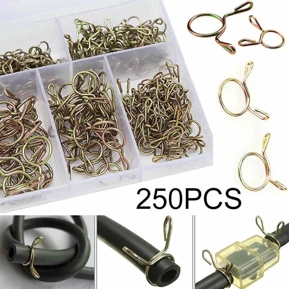 

250 Pcs Pring Clip Accessories Fuel Line Hose Parts Spring Clip Kit Tool