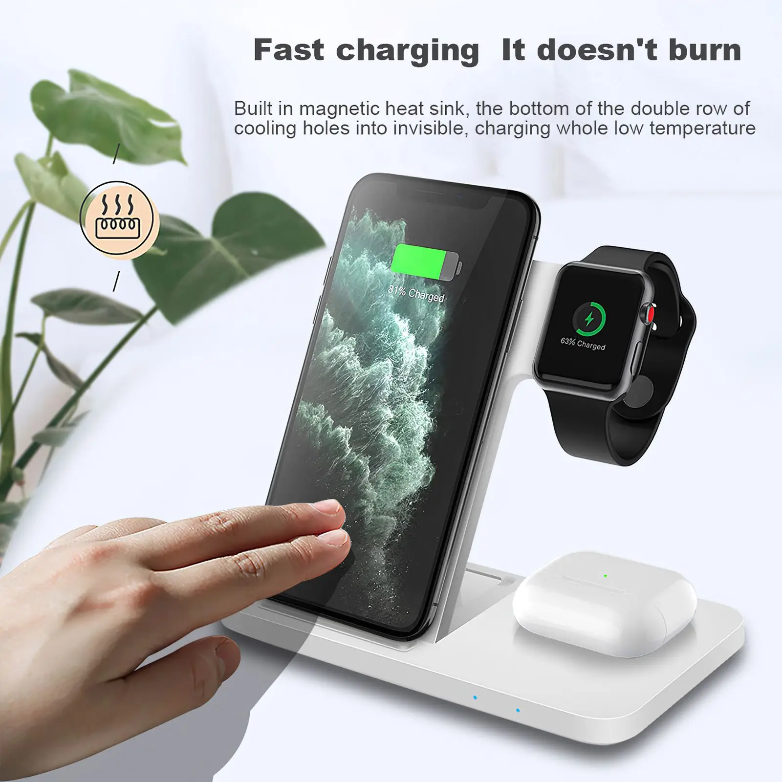 3 In 1 Charging Stand For IPhone 12 11 X XR XS 8 7 Plus USB Charger Dock Station Base Apple Watch 6 5 4 2 AirPods | Мобильные