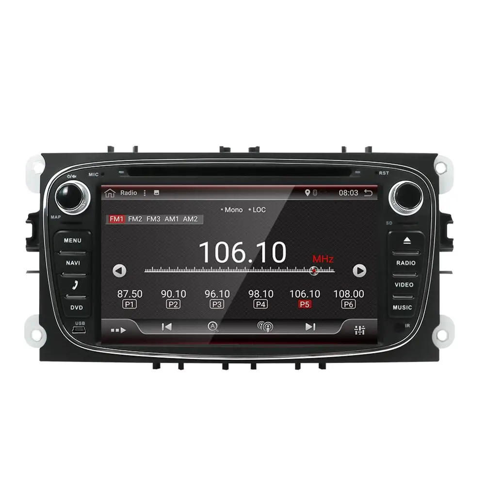 Автомагнитола PX6 2 Din 7 дюймов Android 9 0 для FORD FOCUS MONDEO S-MAX черная серебристая