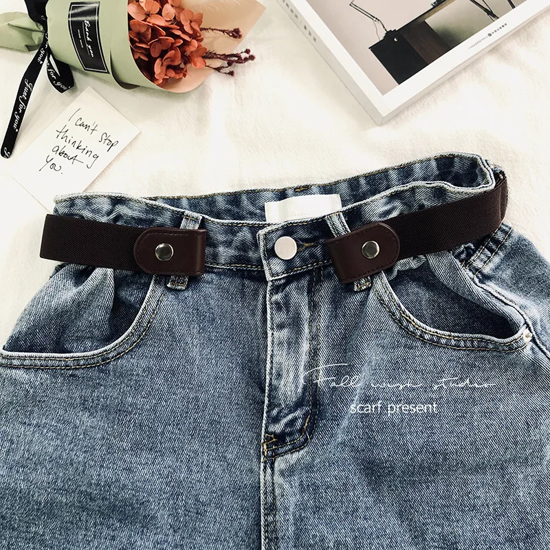 Ремень женский/мужской эластичный без пряжки для джинсов брюк 2021 | Аксессуары