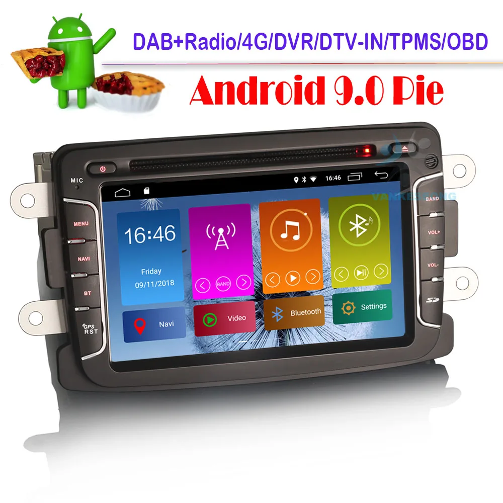 7 &quotDAB + Android 9 0 автомобильный DVD плеер Sat Nav автомобильное радио GPS CarPlay DSP для Renault Dacia