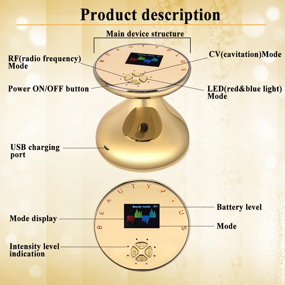 Beauty Star 3D RF Ultrasound Cavitation Body Slimming Massager LED Photon Anti Cellulite Radio Frequency Skin Lifting Machine