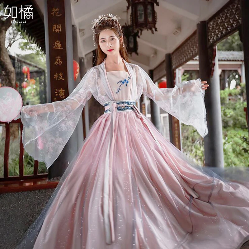 Традиционный Hanfu Женский китайский костюм Тан древний костюм юбка Феи Восточный элегантный одежда принцессы для косплея DL4455