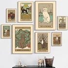 Настенная картина с абстрактным изображением влюбленных Таро в скандинавском стиле, Картина на холсте, солнце, звезда, имперская кошка, плакаты, принты для гостиной, домашний декор