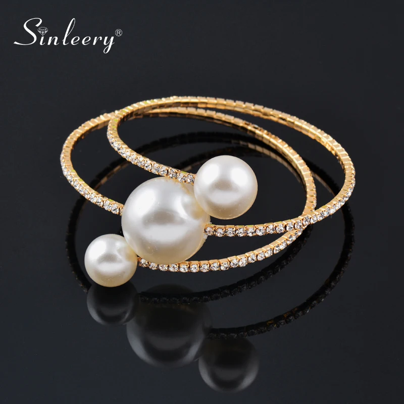 SINLEERY 3 слоя обувь с украшением в виде кристаллов Браслеты Простой Имитация