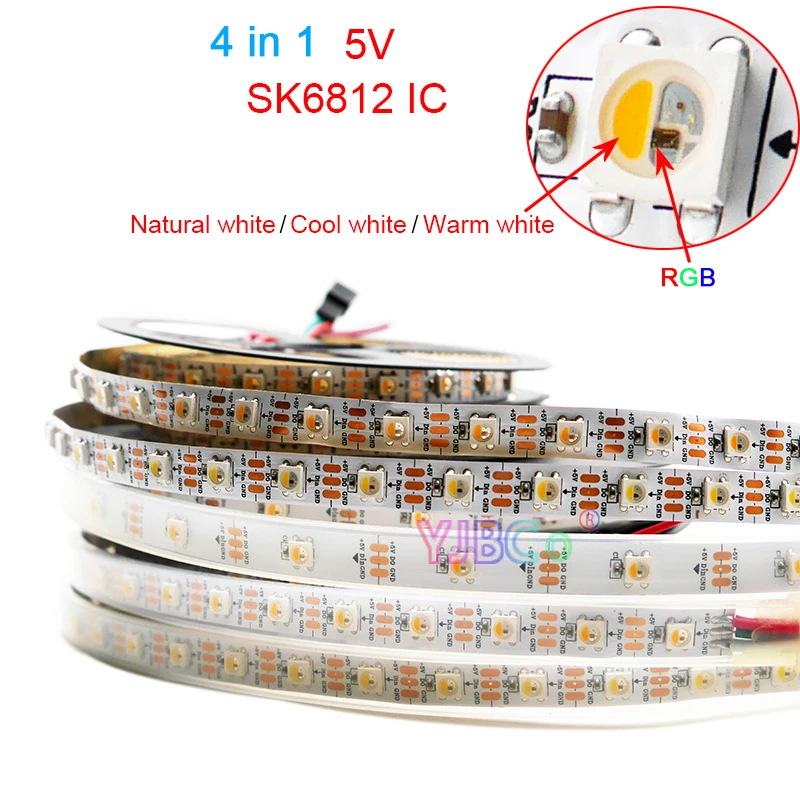 DC 5V 1m/5m SK6812 RGBNW/RGBCW/RGBWW LED Strip 4 in 1 LED Bar 30/60/144 pixles/m addressable 5050 SMD Light tape IP30/IP65/IP67