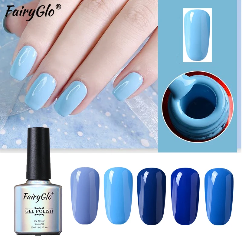 FairyGlo, 10 мл, Синий Цветной Гель-лак для ногтей, Полупостоянный Светодиодный УФ-Гель-лак, лак для дизайна ногтей, впитывающий Гель-лак, Матовый верхний слой