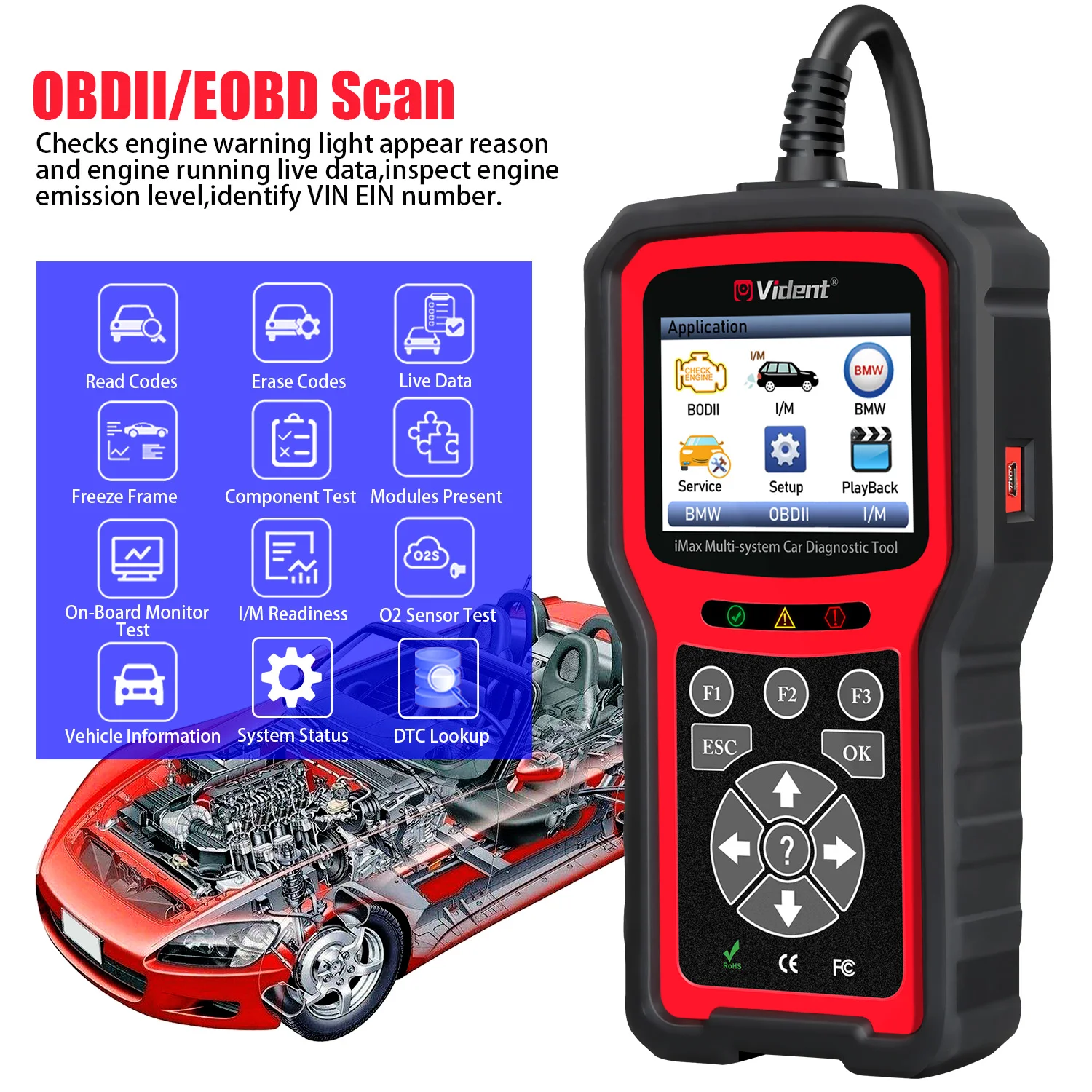 VIDENT iMax4302 для BMW OBD2 автомобильный диагностический инструмент OBDII EOBD сканер с TPMS EPB