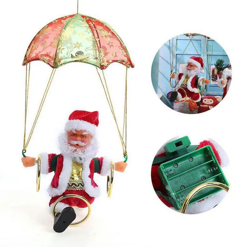 

New Coming Creative Electric Christmas Toys Parachute Santa Claus Toys For Children Adult Funny Christmas Gift