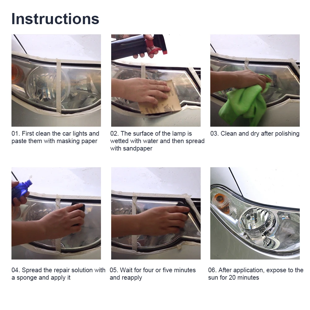 Комплект для ремонта автомобильных фар 30 мл окислительное покрытие заднего вида