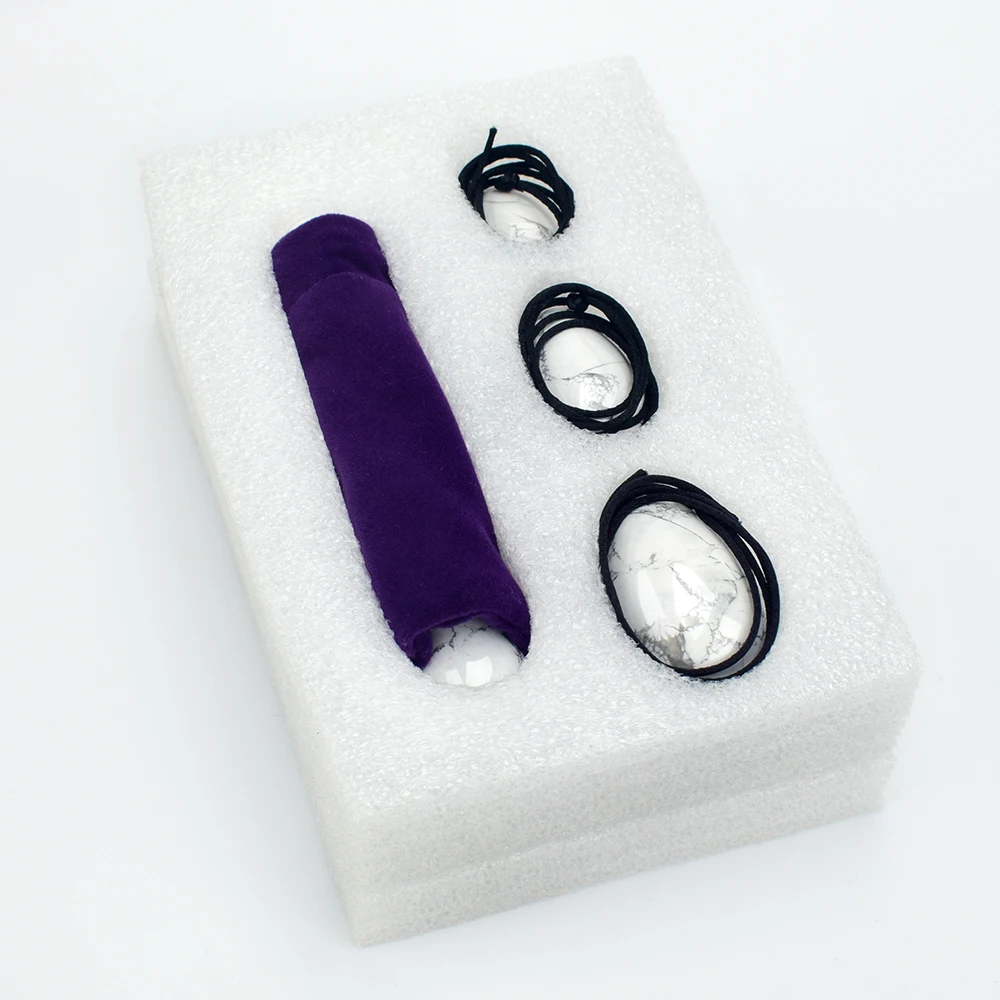 Просверленные яйца йони с набор Палочка из натурального хаулита для женщин