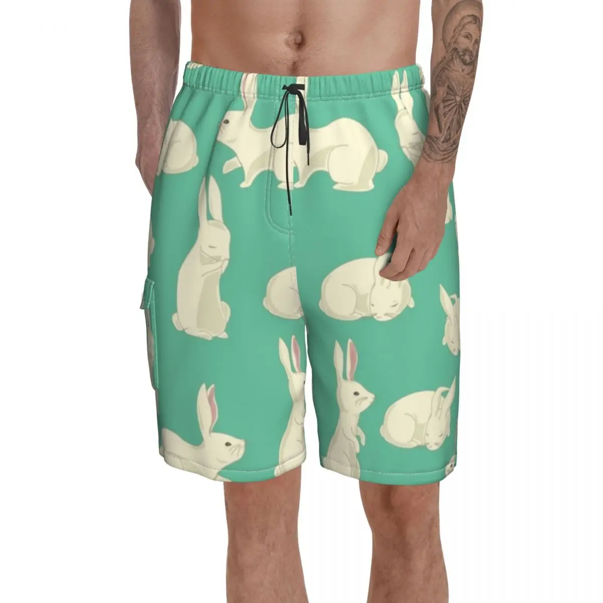 

Bunny Board Shorts Bathing Swimming Trunks Polyester Pattern Men Swim Trunks