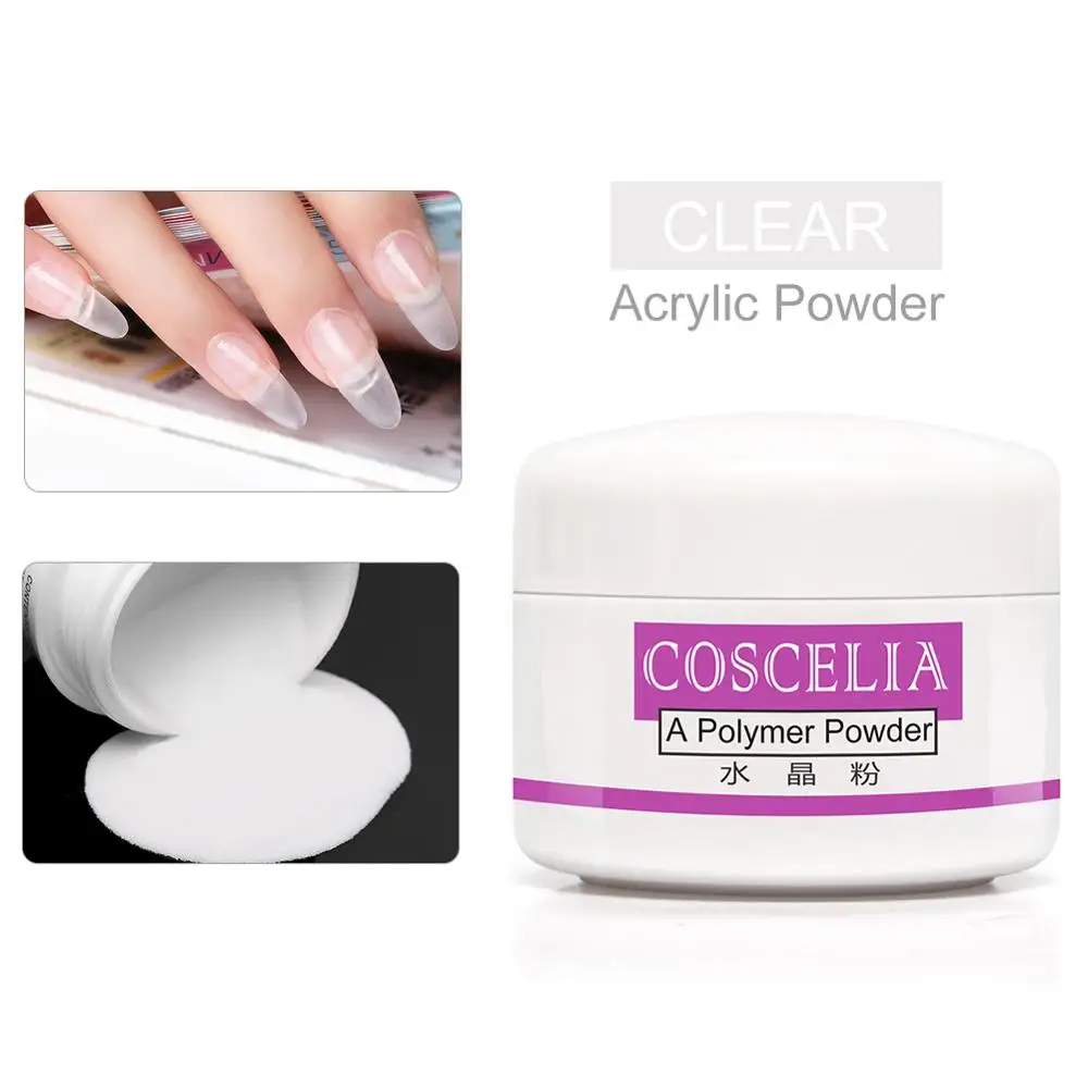 8g Clear COSCELIA 8 г белый прозрачный розовый акриловый порошок лак для ногтей кристалл УФ клей для полировки ногтей набор акриловый порошок для маникюра Инструменты - Цвет: 8g Clear