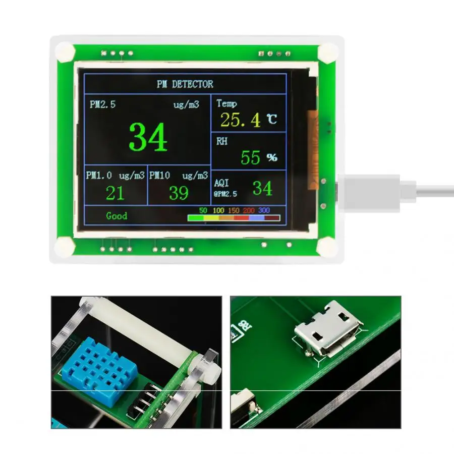 PM2.5 Tester Quality Monitor 2.8in Digital High Sensitivity Module Household Dust Sensor LCD Display | Gas Detector