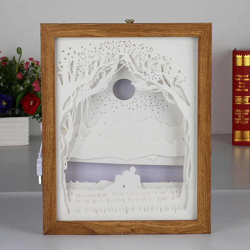 3D бумажный врезной светильник настольные украшения парные световые тени