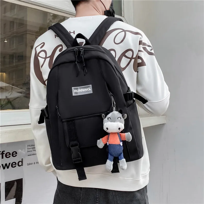 

Модный черный рюкзак для женщин, вместительная школьная сумка, повседневные женские нейлоновые рюкзаки, простой женский рюкзак, Женская ст...